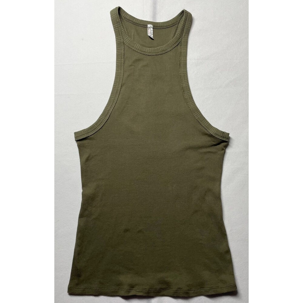 Free People Intimately Womens Olive Racerback Strap Ribbed Tank Top Size L